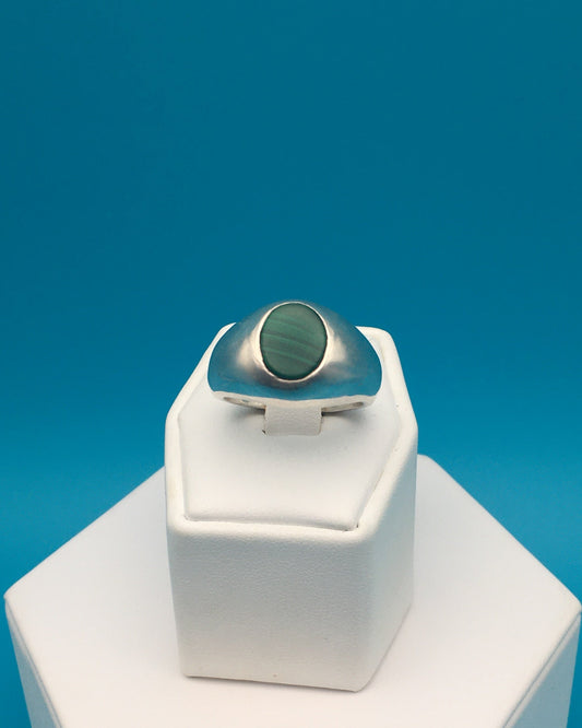 Malachite Sterling Silver Ring size 10