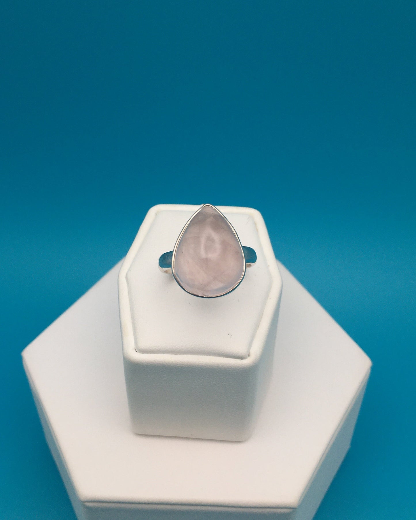 Rose Quartz Sterling Silver Ring size 9