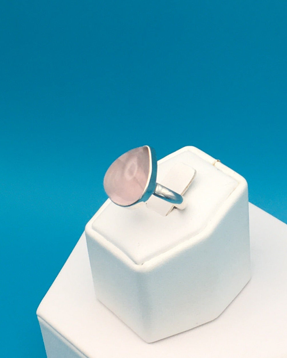 Rose Quartz Sterling Silver Ring size 9