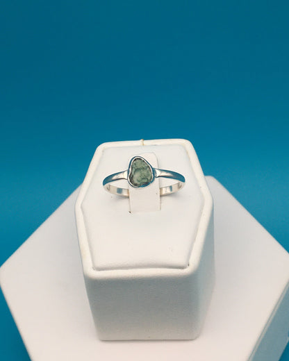 Moldavite Sterling Silver Ring size 9.5