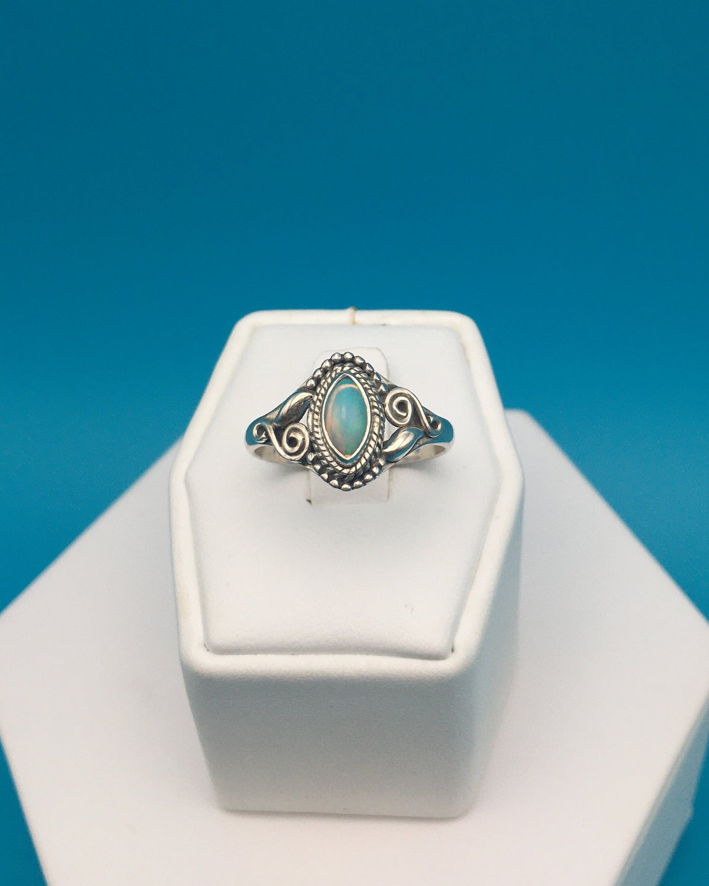 Fire Opal Sterling Silver Ring size 9