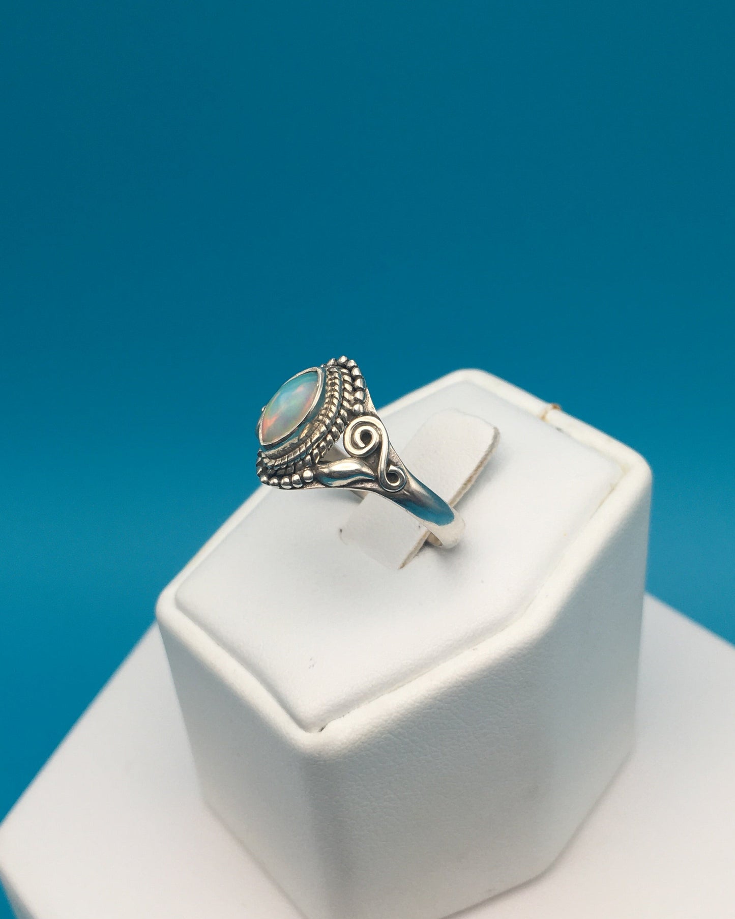 Fire Opal Sterling Silver Ring size 9