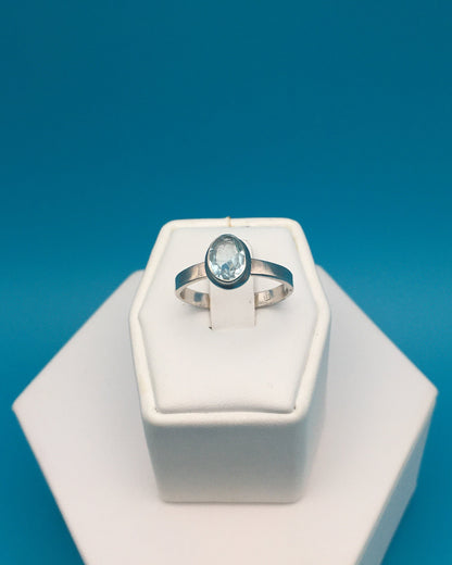 Aquamarine Sterling Silver Ring size 9