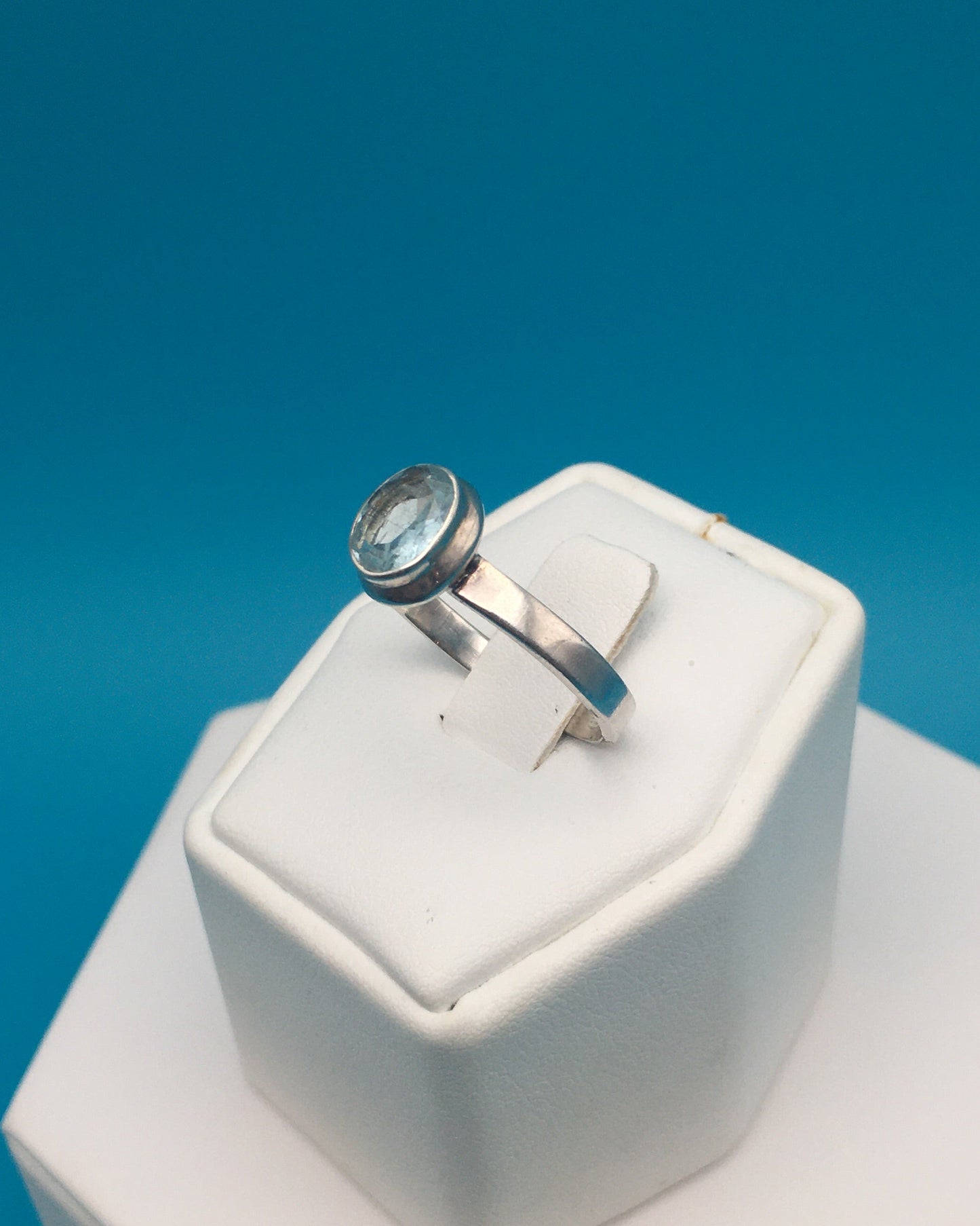 Aquamarine Sterling Silver Ring size 9