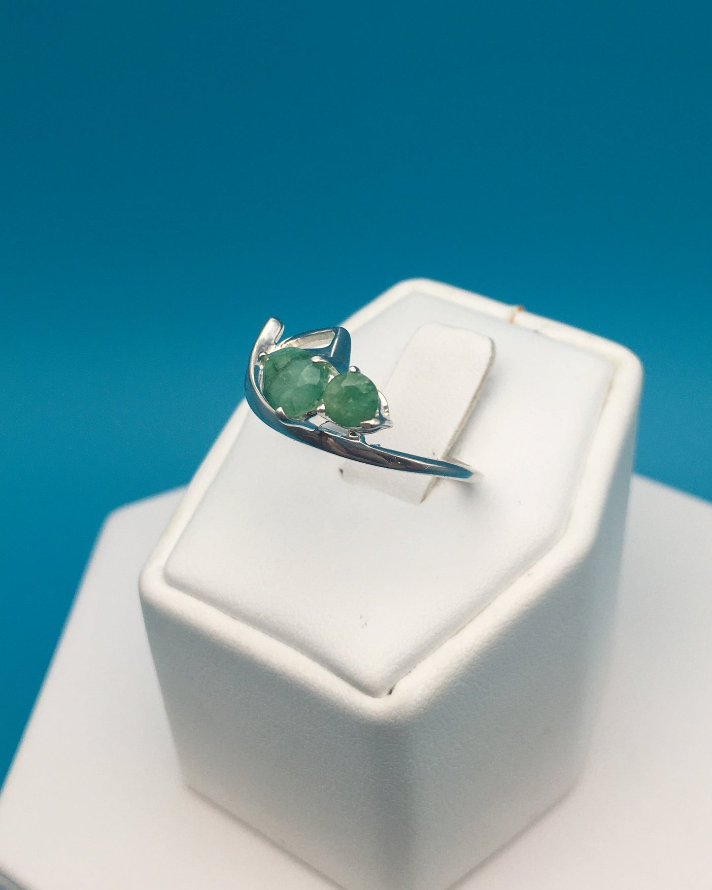 Emerald Sterling Silver Ring size 8