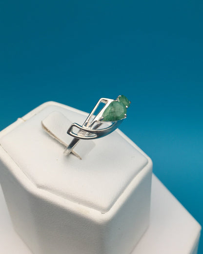 Emerald Sterling Silver Ring size 8