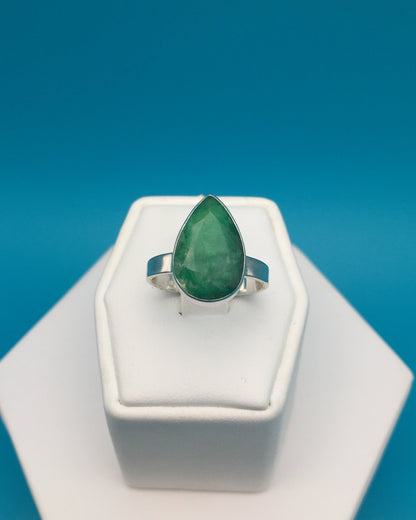 Emerald Sterling Silver Ring size 8