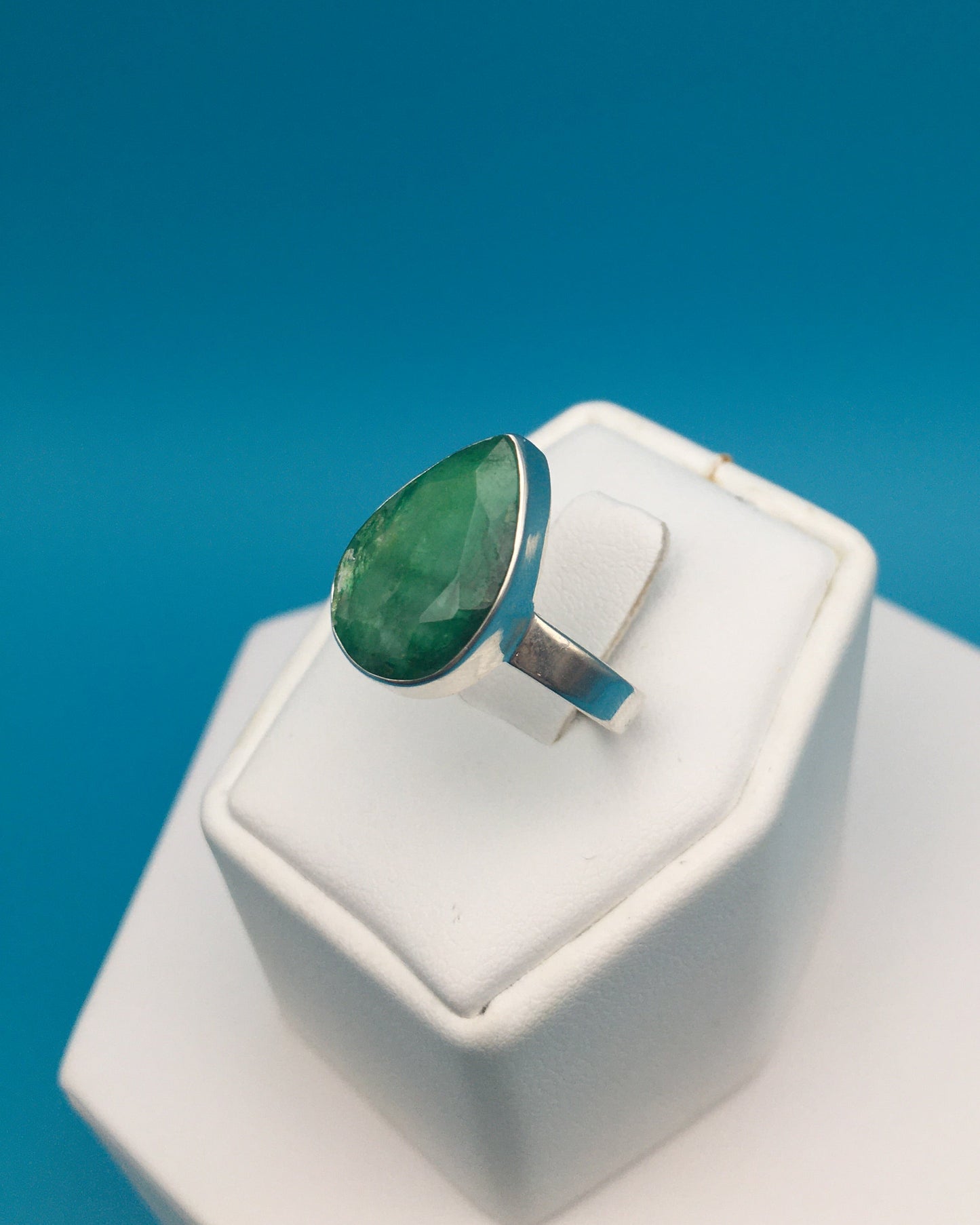 Emerald Sterling Silver Ring size 8