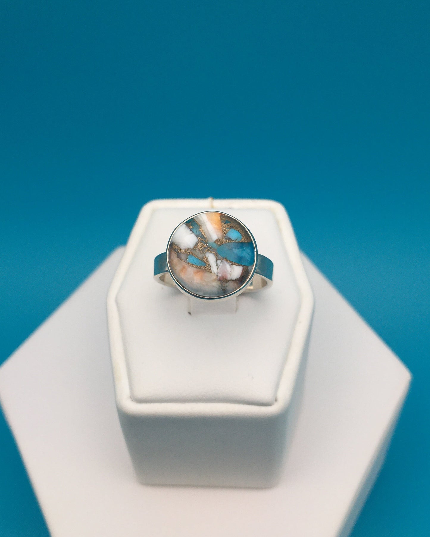Spiny Oyster Arizona Turquoise Sterling Silver Ring size 8