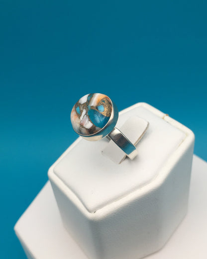 Spiny Oyster Arizona Turquoise Sterling Silver Ring size 8