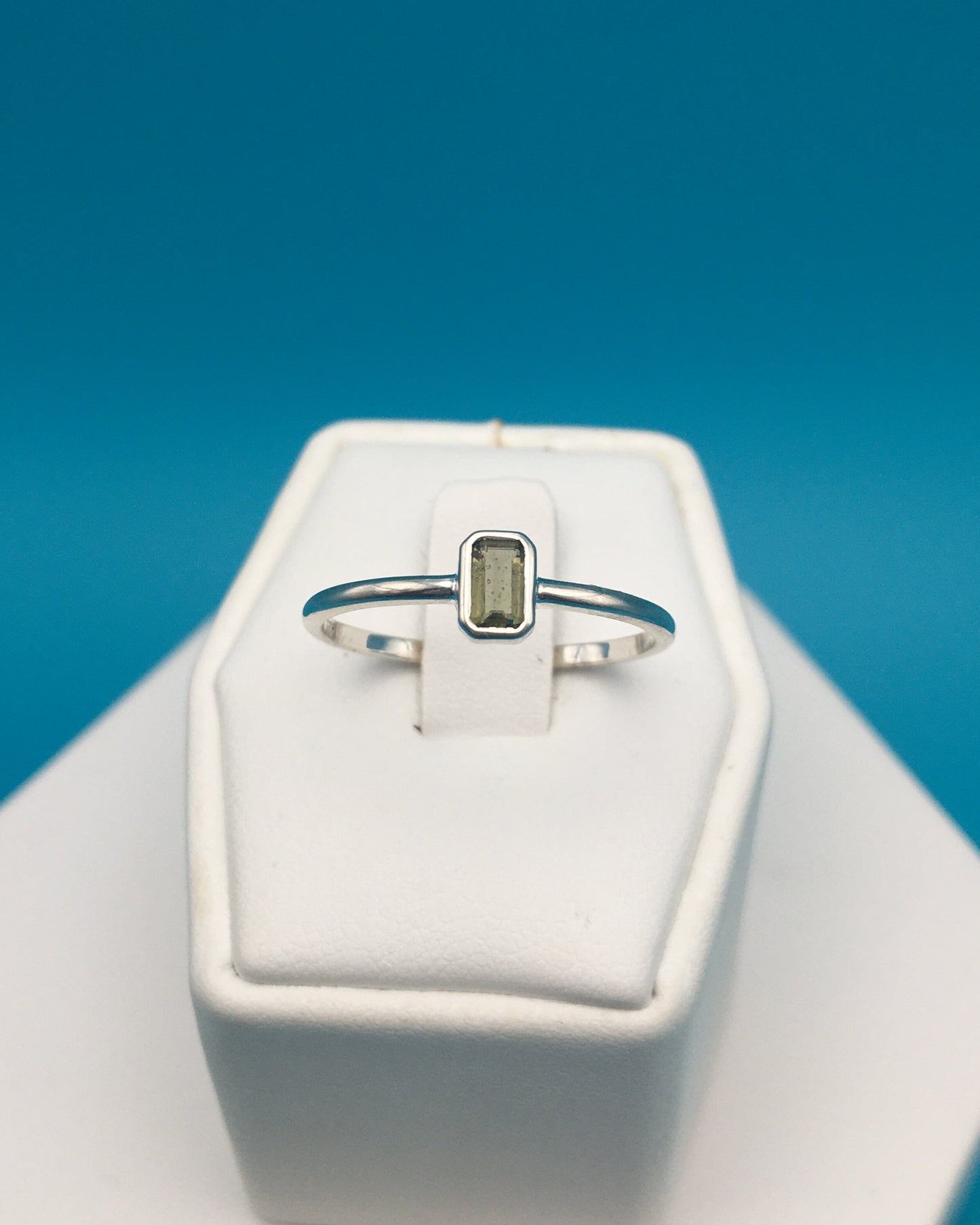 Moldavite Sterling Silver Ring size 9.5