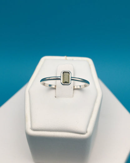 Moldavite Sterling Silver Ring size 9.5