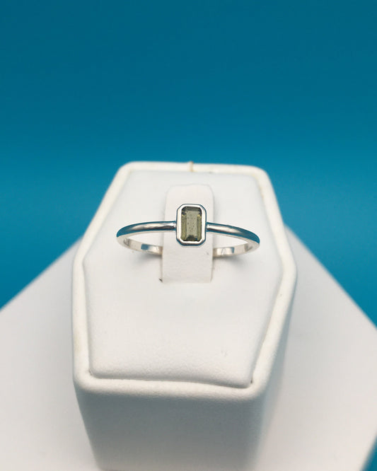 Moldavite Sterling Silver Ring size 9.5