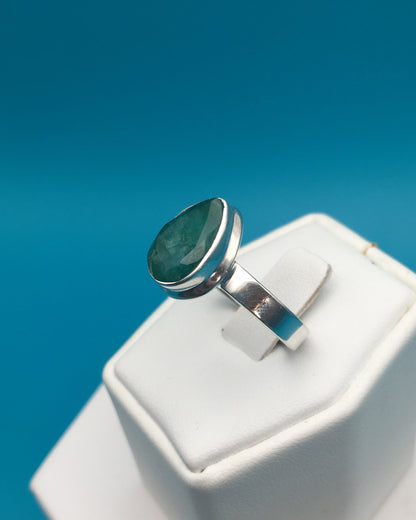 Emerald Sterling Silver Ring size 9