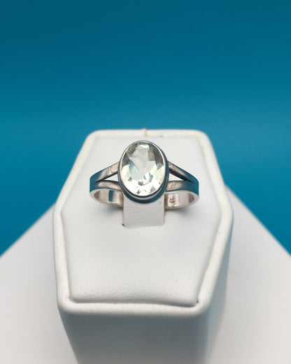 Green Amethyst Sterling Silver Ring size 9