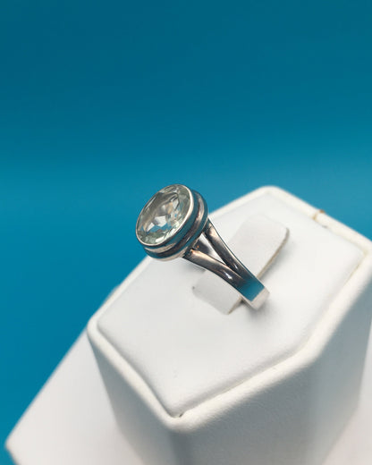 Green Amethyst Sterling Silver Ring size 9