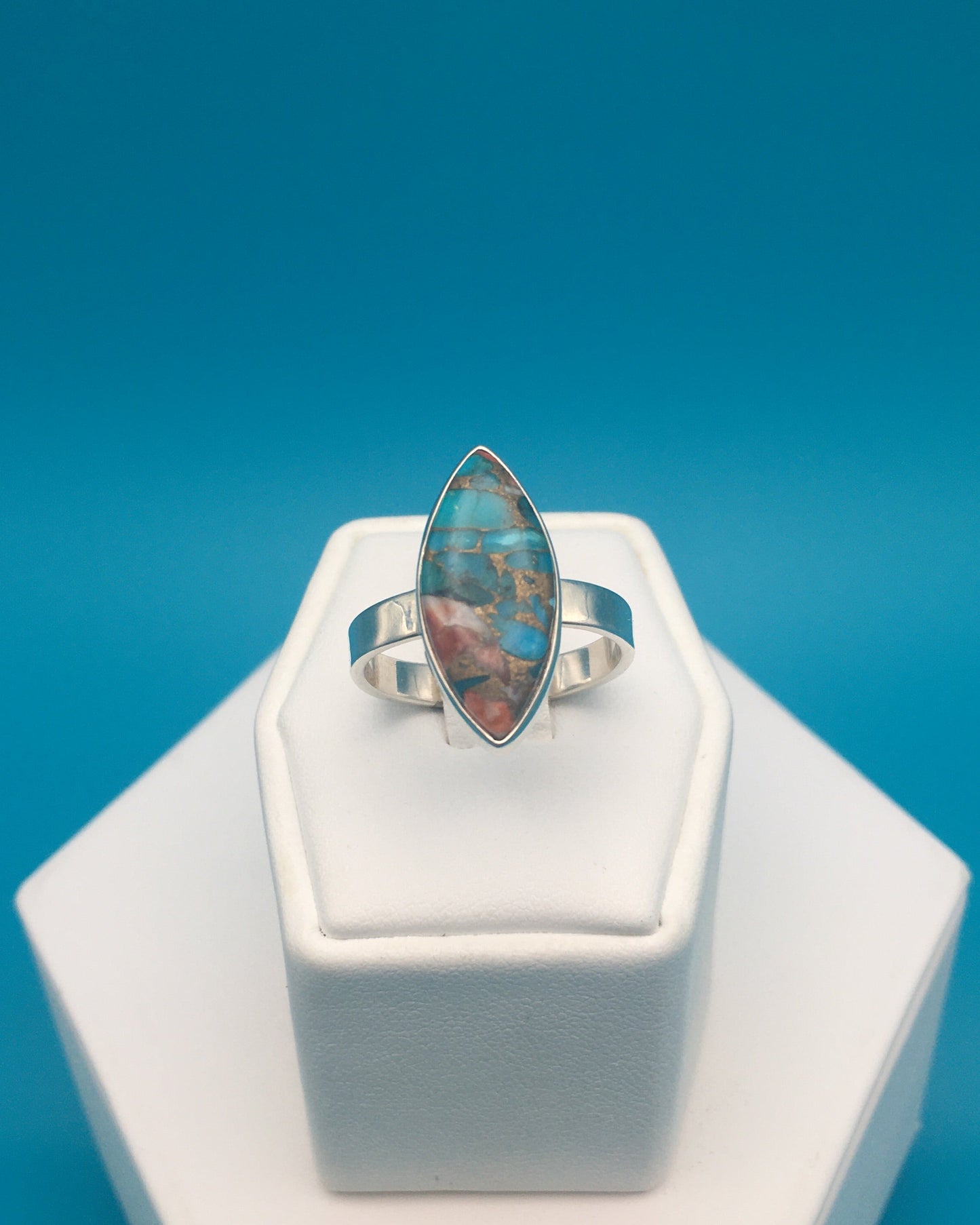 Spiny Oyster Arizona Turquoise Sterling Silver Ring size 9