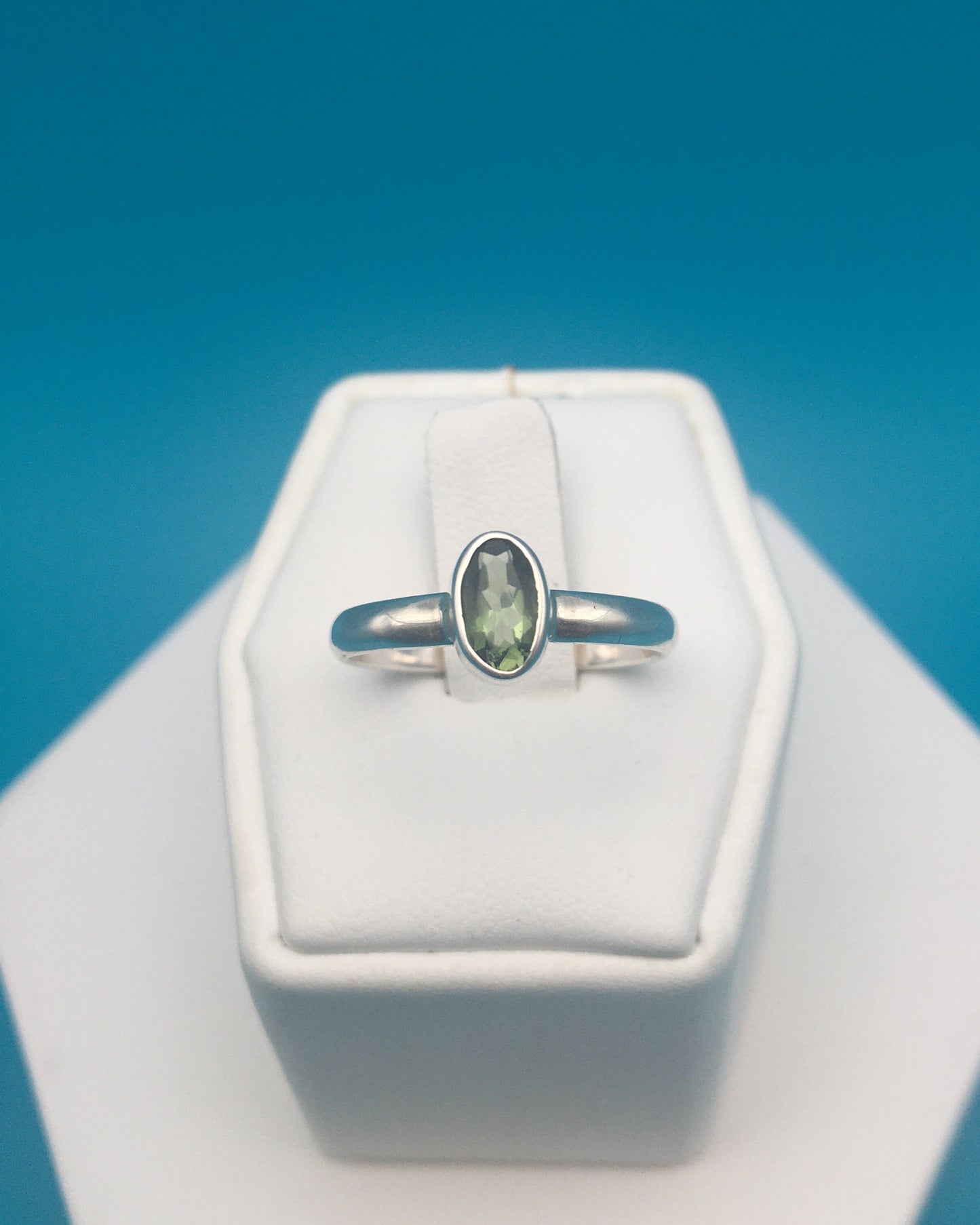 Moldavite Sterling Silver Ring size 8