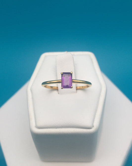 Amethyst 18K Gold Plate Sterling Silver size 9