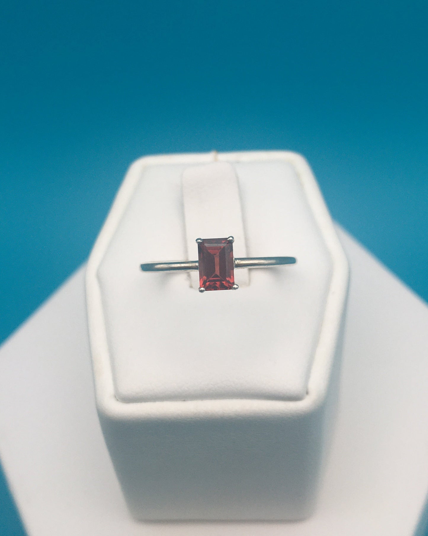 Garnet Sterling Silver Ring size 8