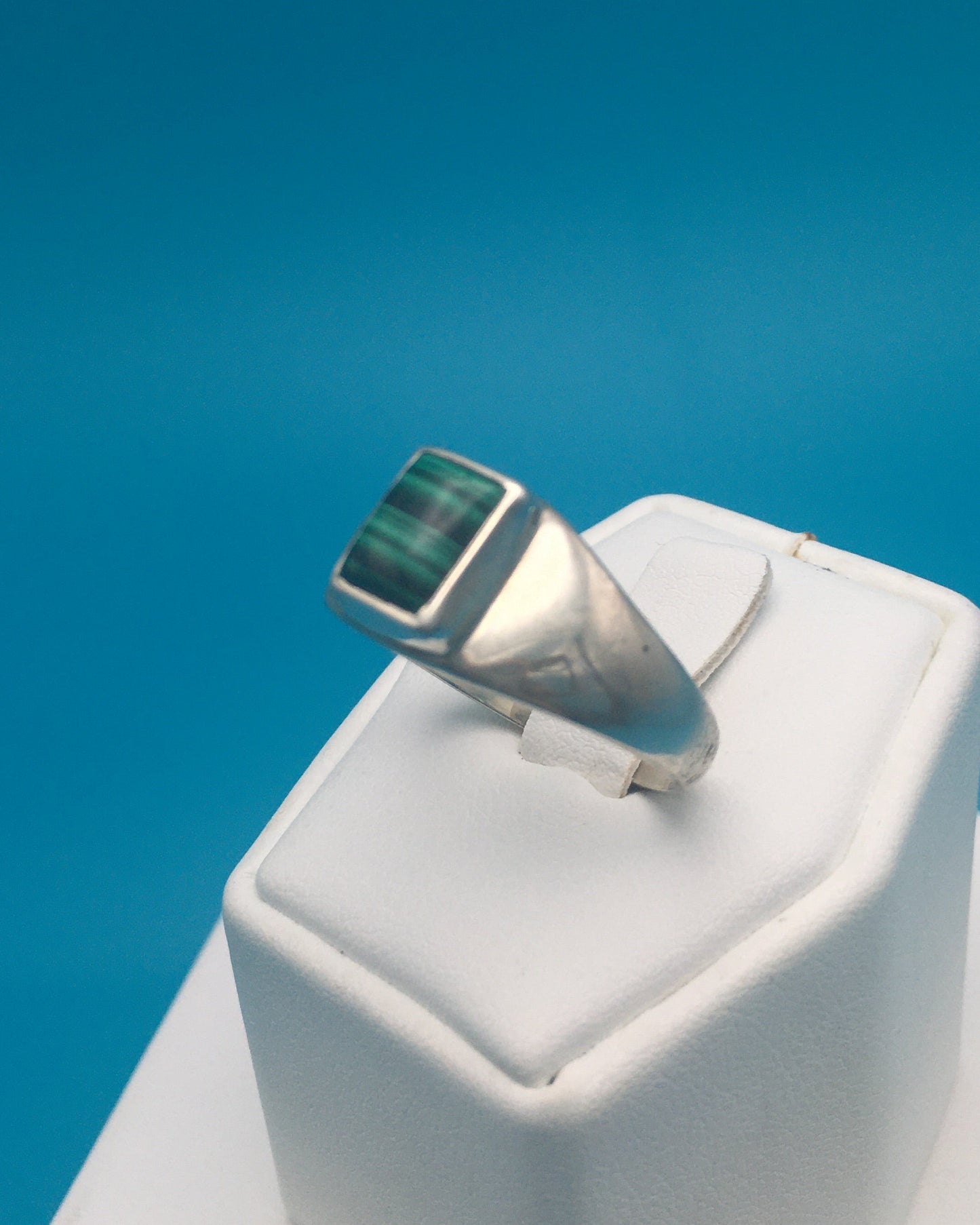 Malachite Sterling Silver Ring size 12