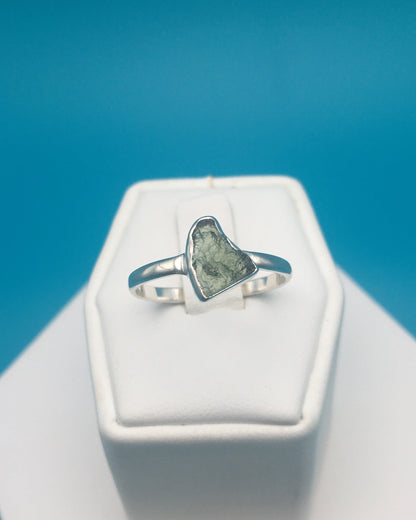 Moldavite Sterling Silver Ring size 10