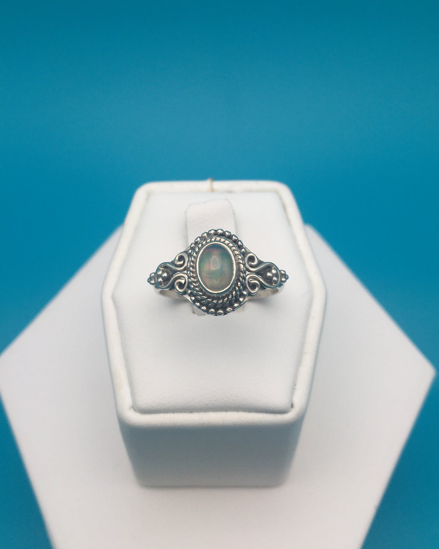 Fire Opal Sterling Silver Ring size 8