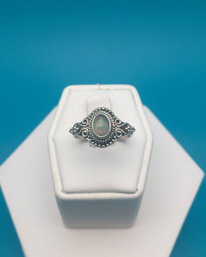 Fire Opal Sterling Silver Ring size 8
