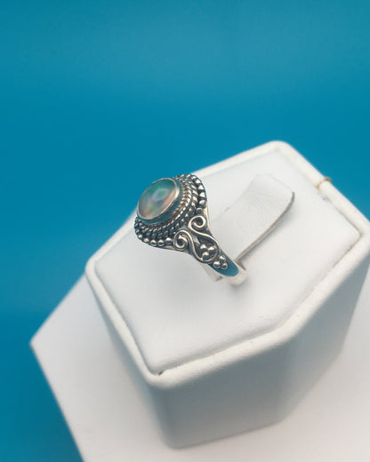 Fire Opal Sterling Silver Ring size 8