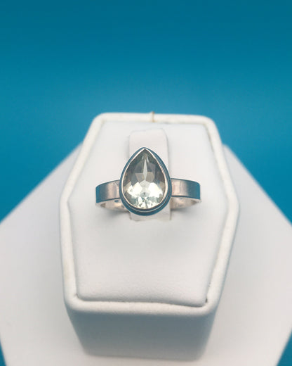 Green Amethyst Sterling Silver Ring size 8