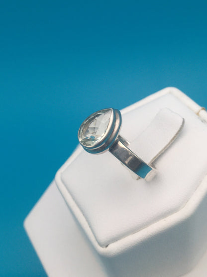 Green Amethyst Sterling Silver Ring size 8