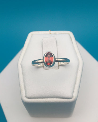 Garnet Sterling Silver Ring size 8