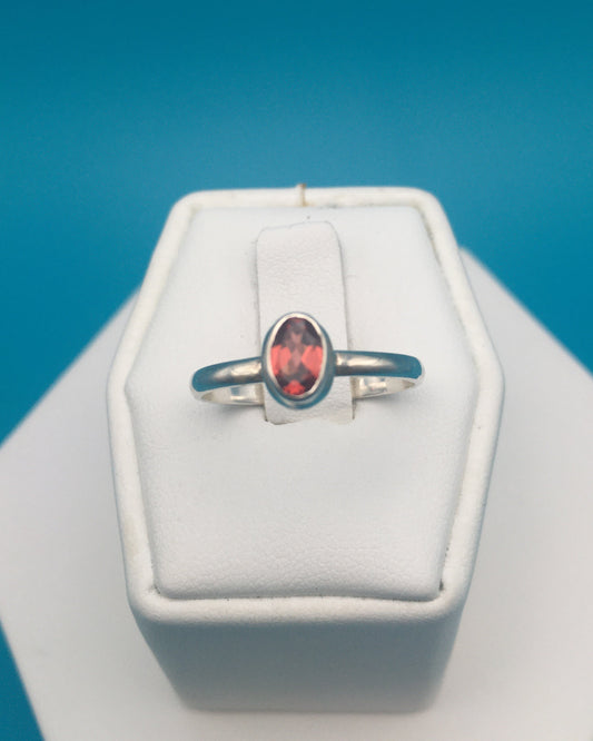 Garnet Sterling Silver Ring size 8