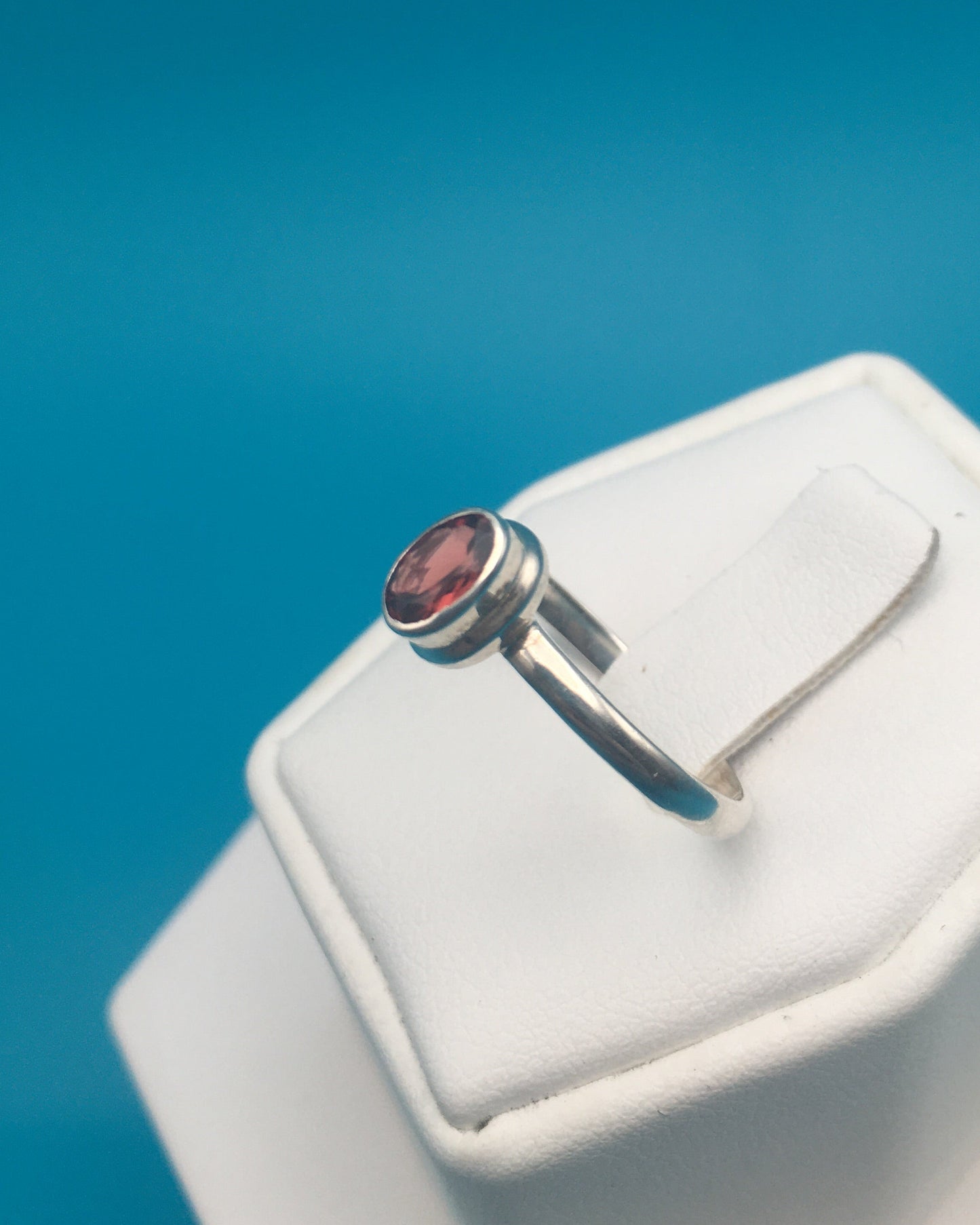 Garnet Sterling Silver Ring size 8