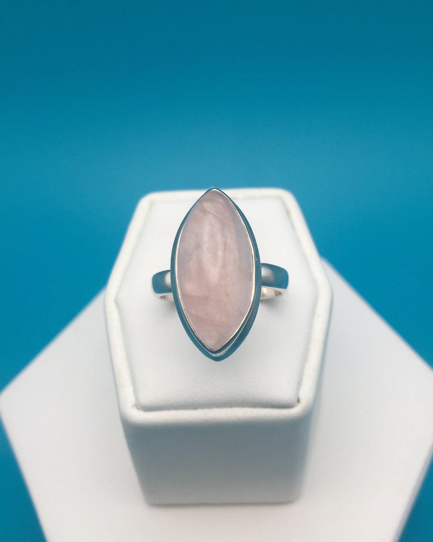 Rose Quartz Sterling Silver Ring size 8