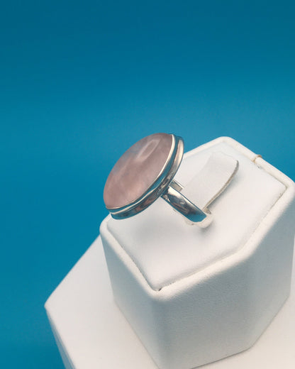 Rose Quartz Sterling Silver Ring size 8
