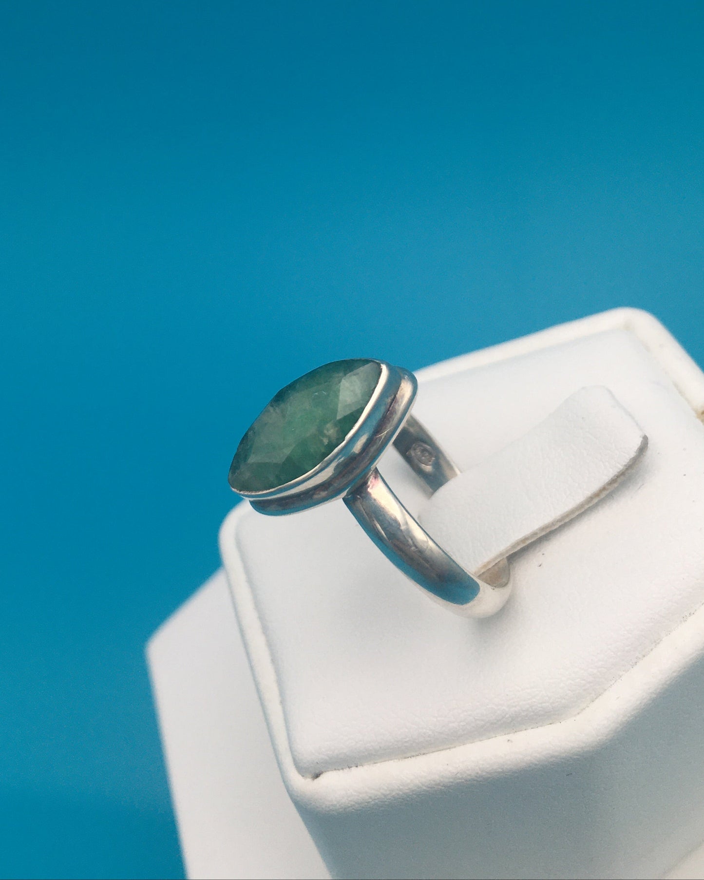 Emerald Sterling Silver Ring size 8