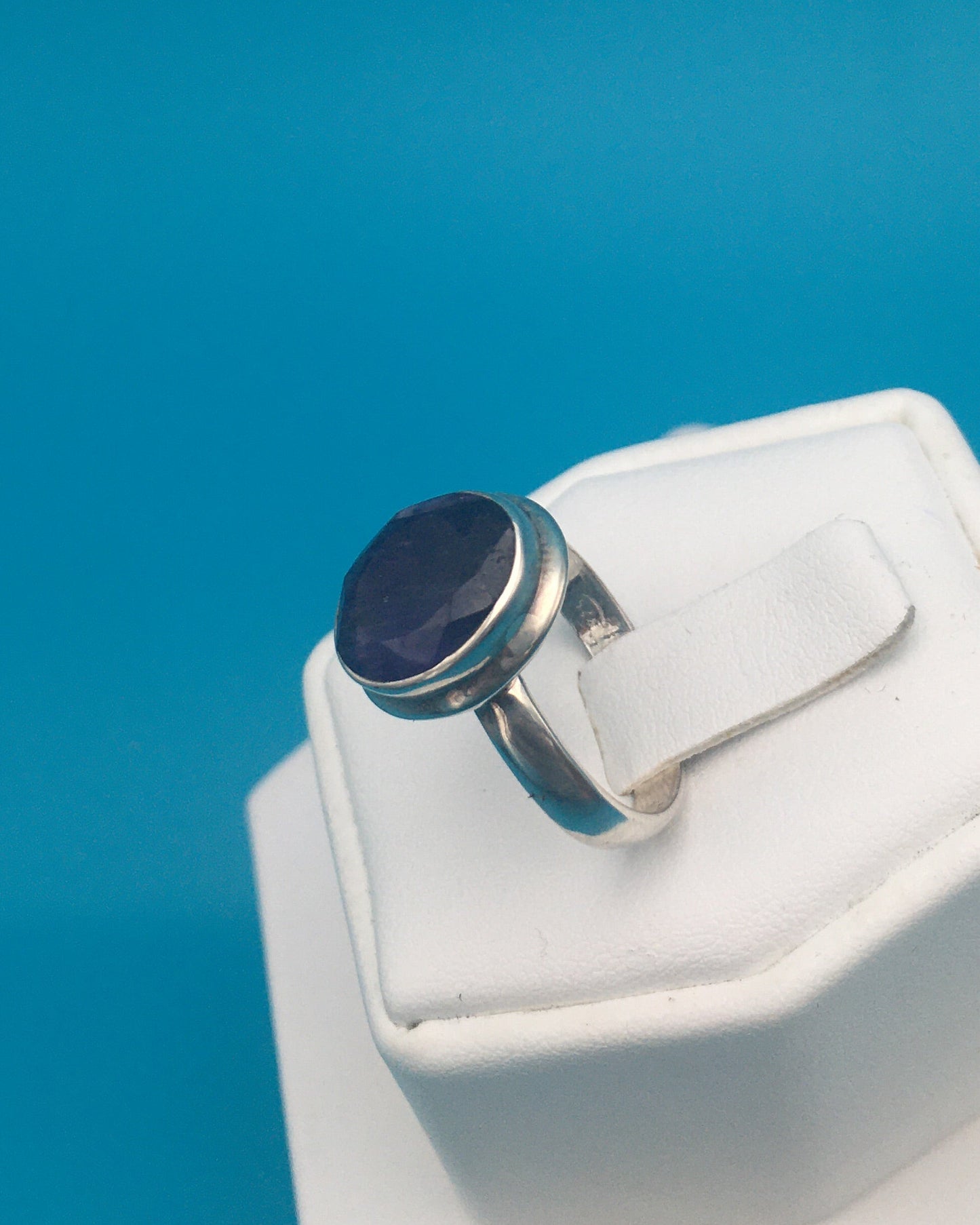 Royal Blue Sapphire Silver Ring size 7