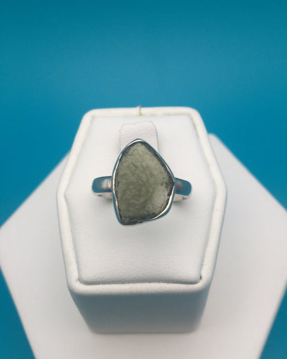 Moldavite Sterling Silver Ring size 7