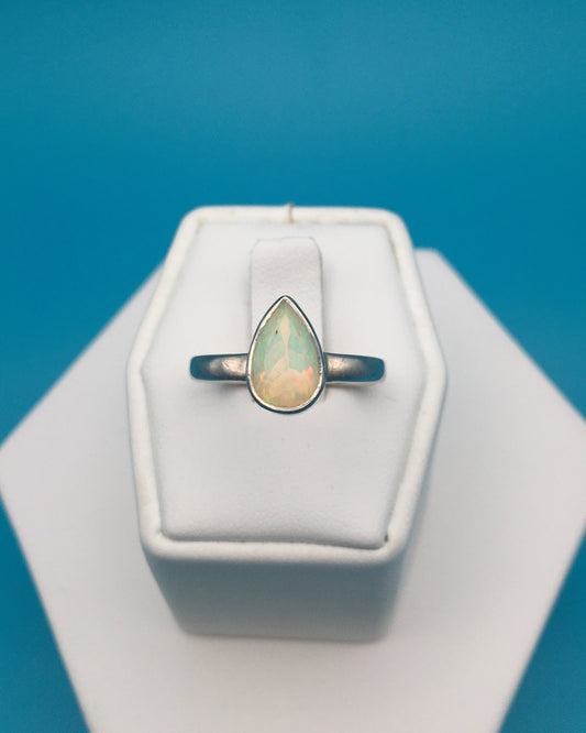 Fire Opal Sterling Silver Ring size 9