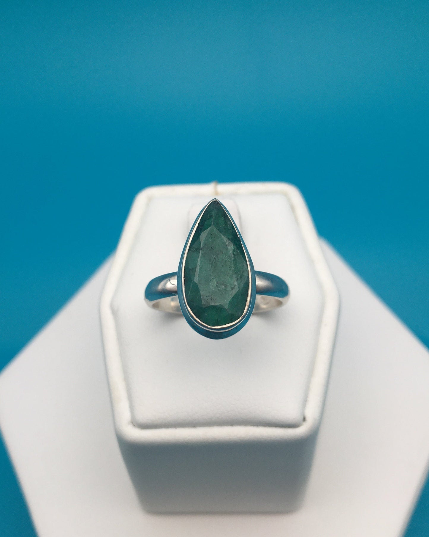 Emerald Sterling Silver Ring size 8