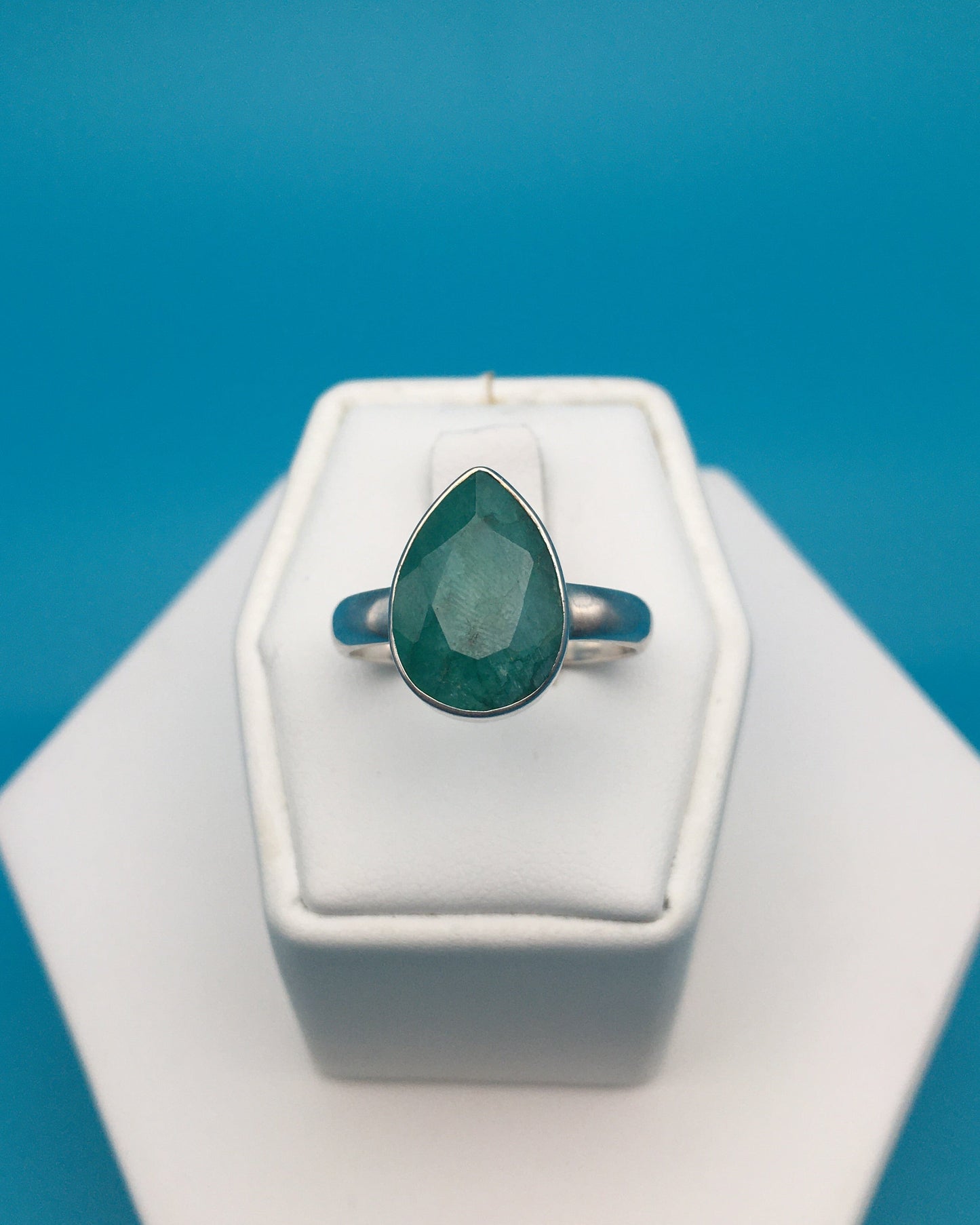 Emerald Sterling Silver Ring size 9