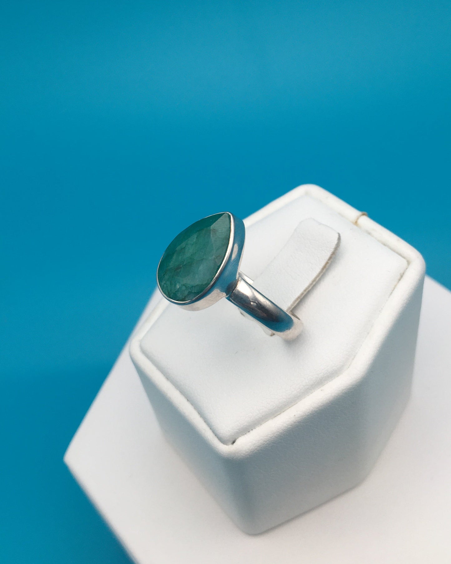 Emerald Sterling Silver Ring size 9