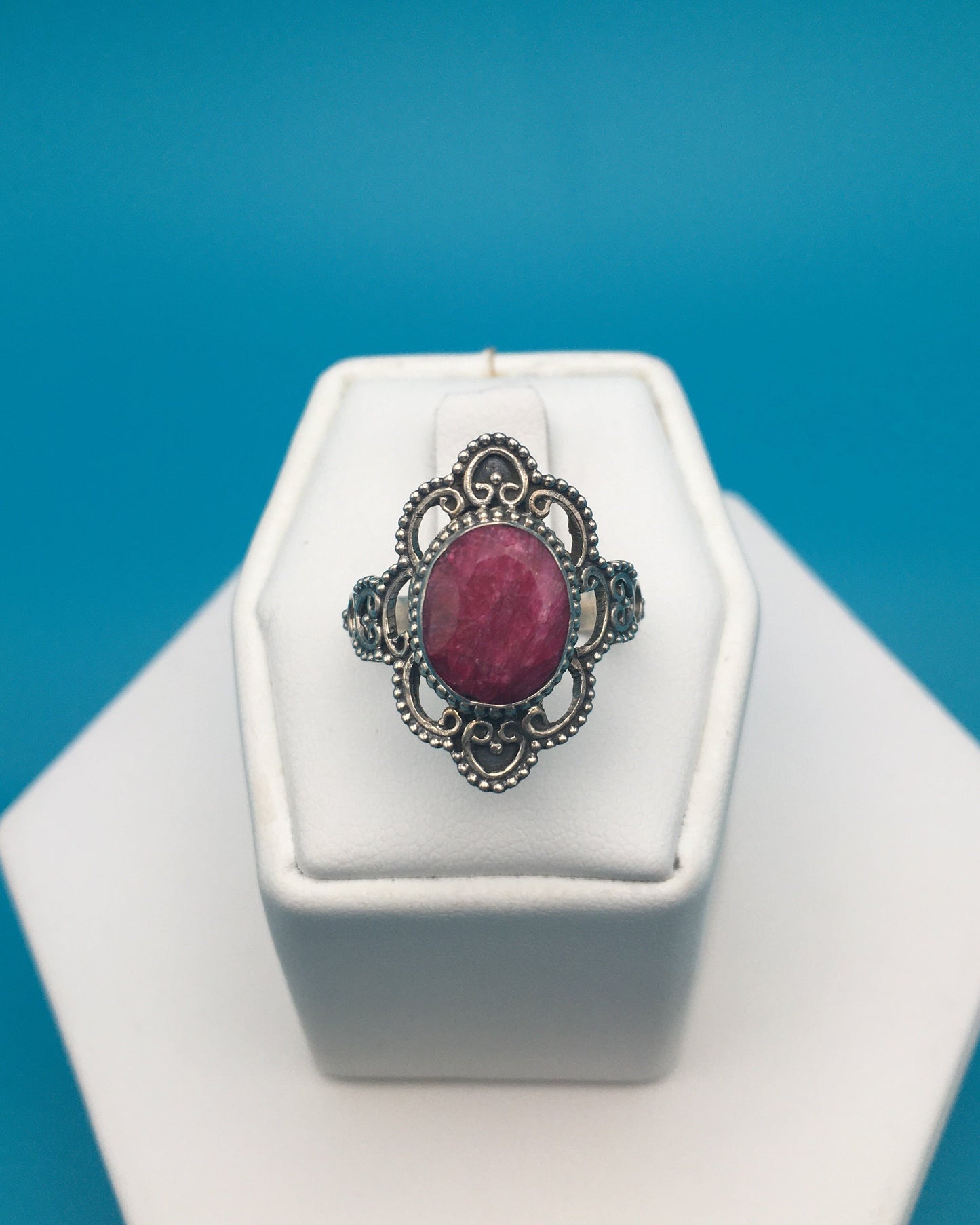 Ruby Sterling Silver Ring size 7