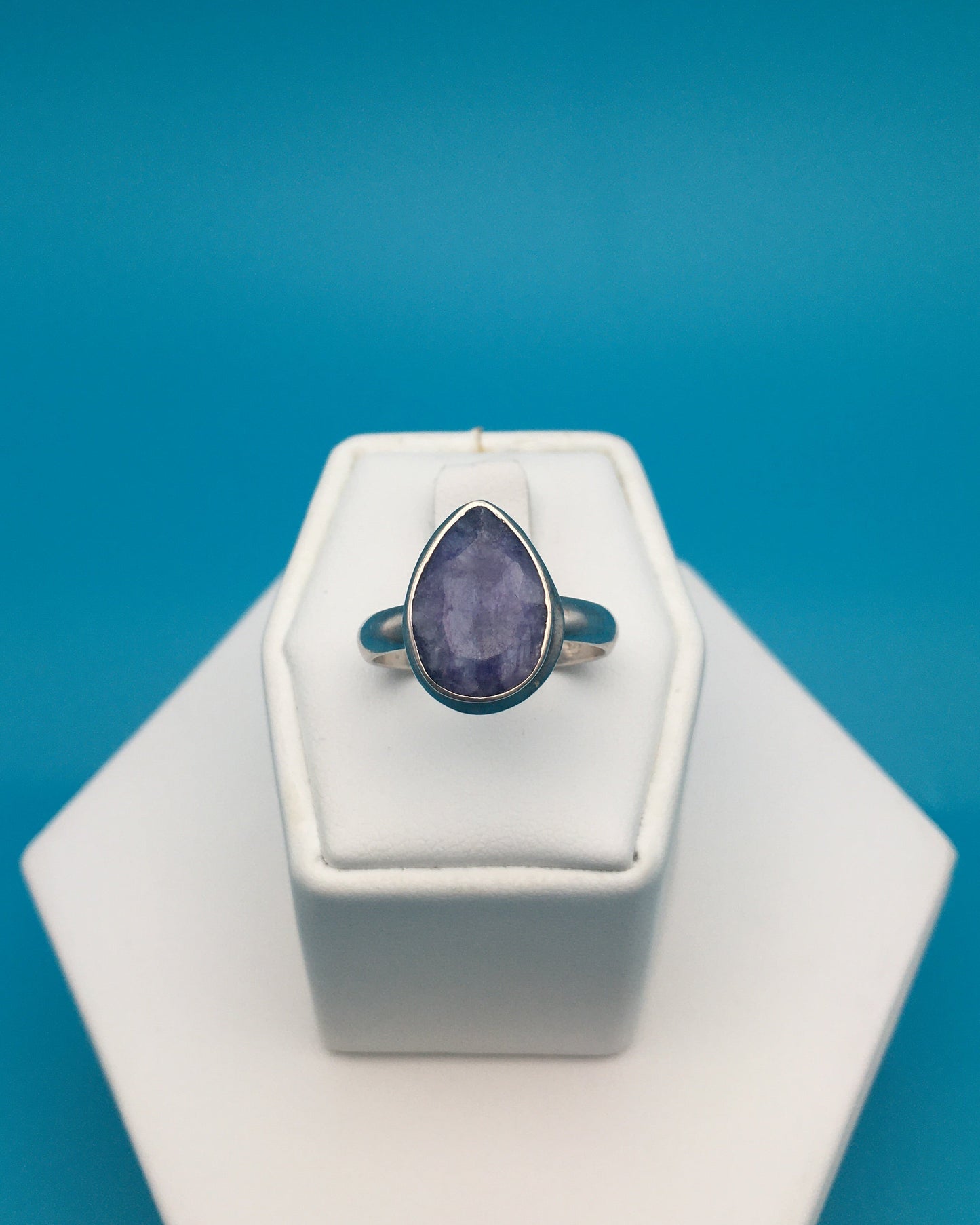 Royal Blue Sapphire Silver Ring size 8.5