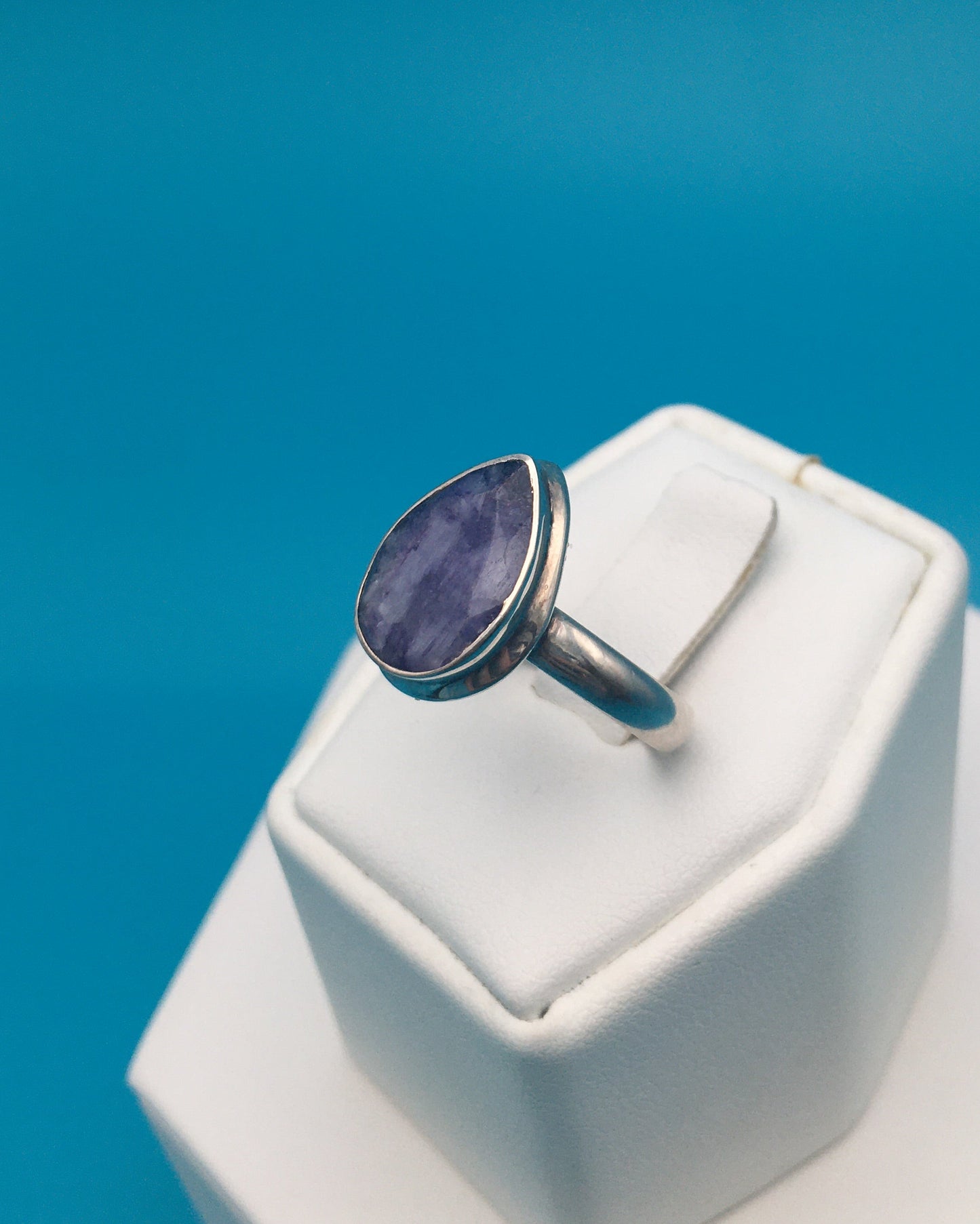 Royal Blue Sapphire Silver Ring size 8.5