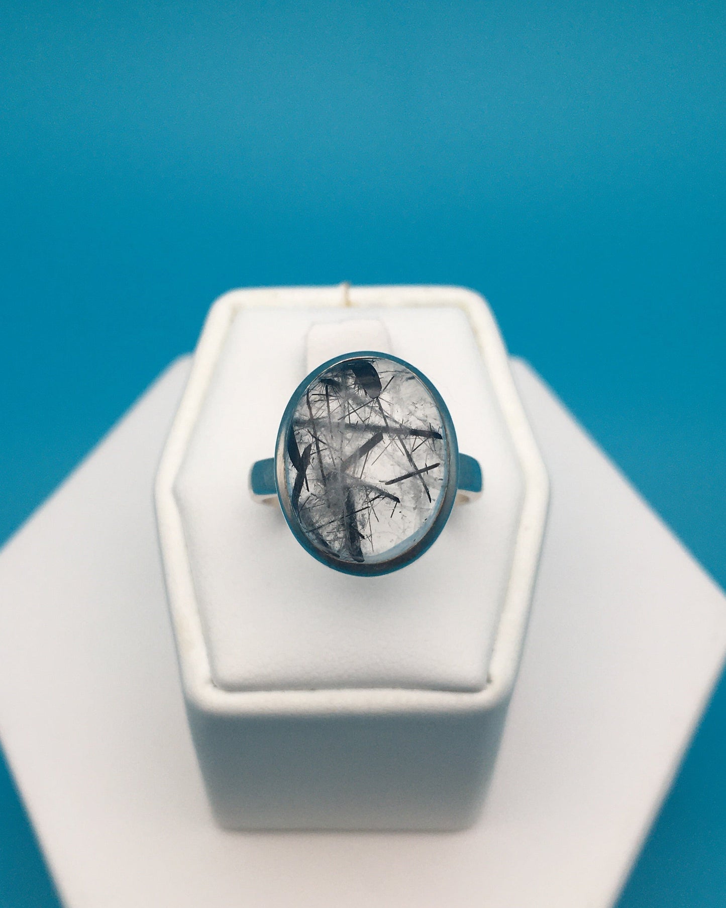 Tourmalated Quartz Sterling Silver Ring size 8