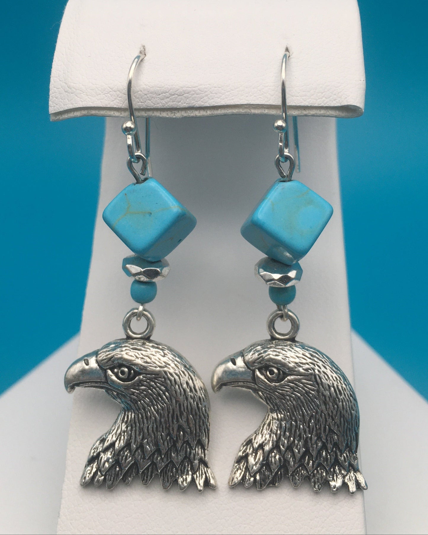 Turquoise Eagle Charm Earrings