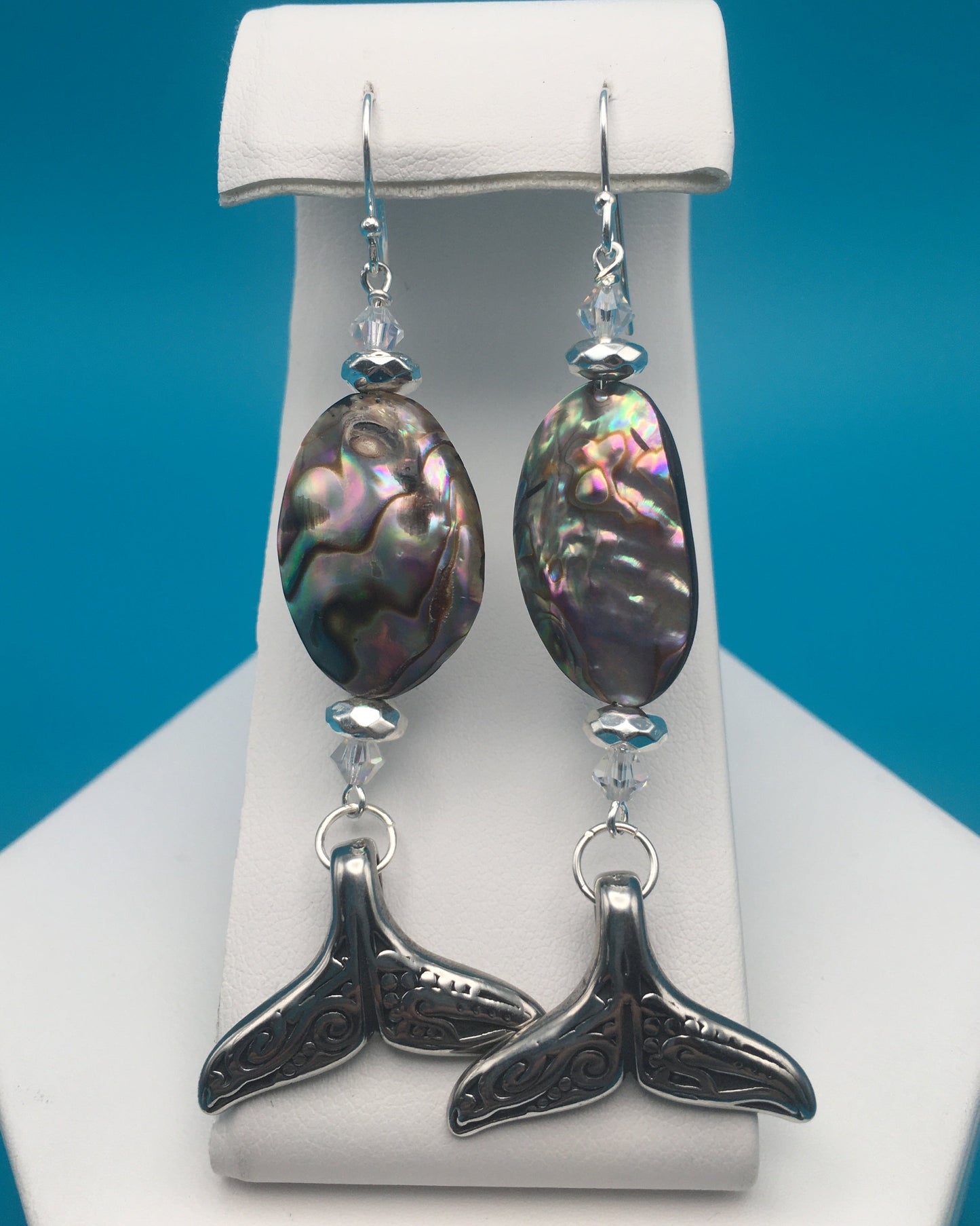 Abalone Whale Tail Charm Earrings
