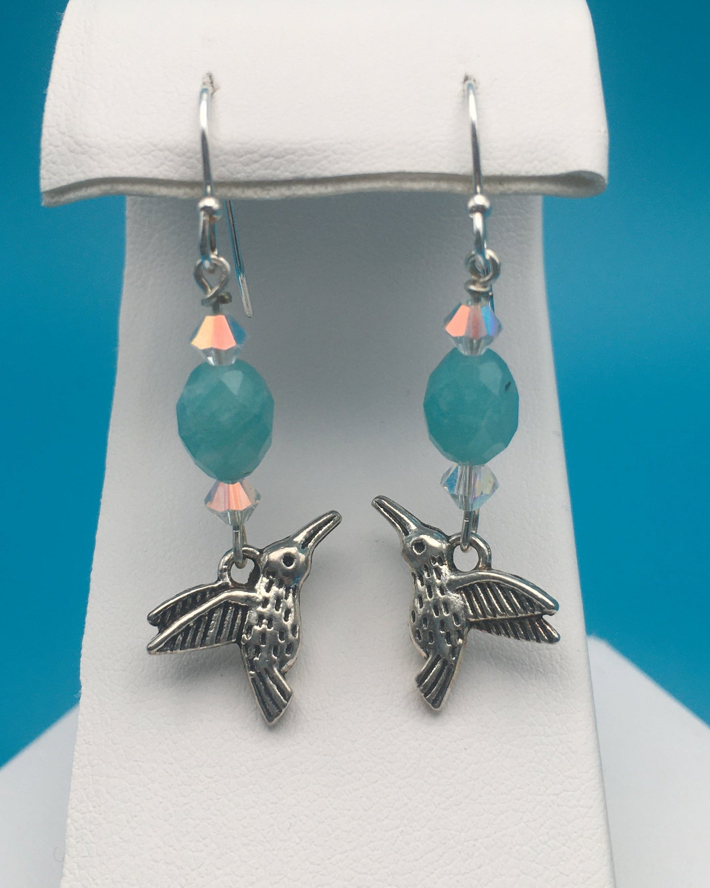 Amazonite Hummingbird Charm Earrings